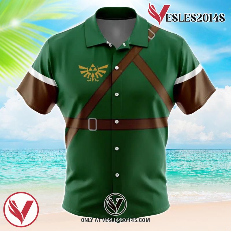 Link Zelda Hawaiian Button Up Shirt, Perfect Gifts For Anime Lovers - Vesles2014S