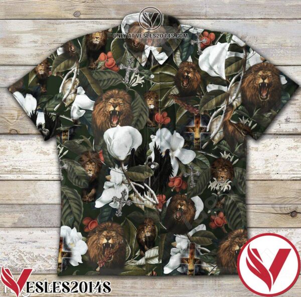 Lion And Gardenia Hawaiian Shirt, Unique Gifts For Friends - Vesles2014S 1