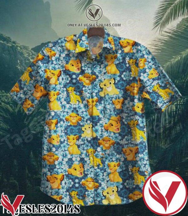 Lion King Blue Hibiscus Hawaiian Shirt, Unique Gifts For Friends - Vesles2014S 1