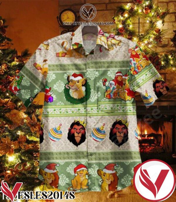 Lion King Christmas Stripes Hawaiian Shirt, Unique Gifts For Friends - Vesles2014S 1