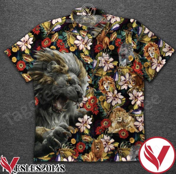 Lion Tropical Flower Hawaiian Shirt, Unique Gifts For Friends - Vesles2014S 1