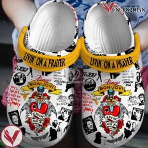 Livinâ€™ on a Prayer Bon Jovi Music Crocs Crocband Clogs Shoes, Unique Gifts For Fans - Vesles2014S