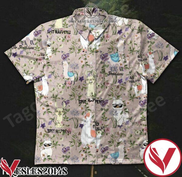 Llama Spit Happens Flower Hawaiian Shirt, Unique Gifts For Friends - Vesles2014S 1