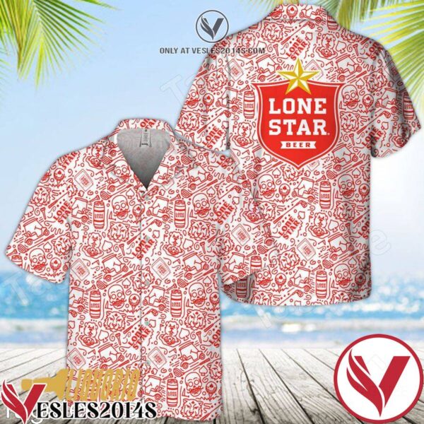 Lone Star Beer Doodle Art Hawaiian Shirt, Unique Gifts For Friends - Vesles2014S 1