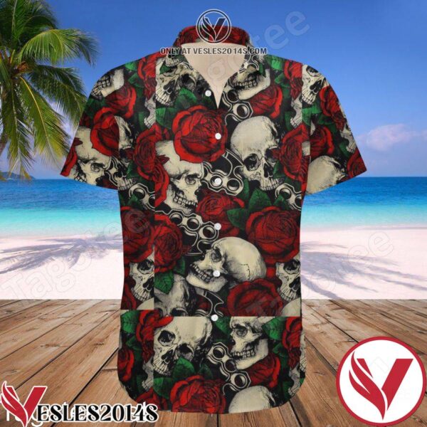 Loose Top Skull Print Hawaiian Shirt, Unique Gifts For Friends - Vesles2014S 1