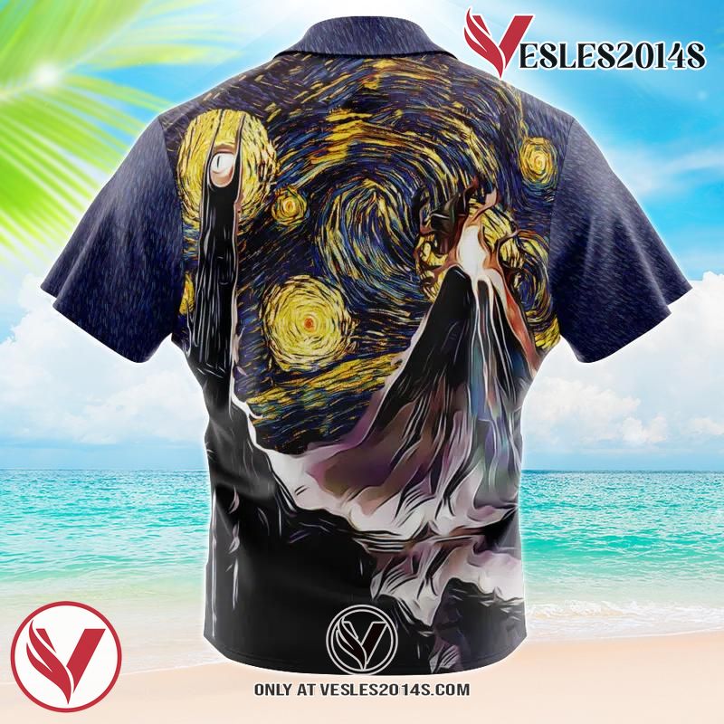 Lord of the Rings Starry Night Hawaiian Button Up Shirt, Perfect Gifts For Anime Lovers - Vesles2014S 1