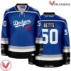 Los Angeles Dodgers Blue Mookie Betts Crossover Hockey Jersey - Vesles2014S