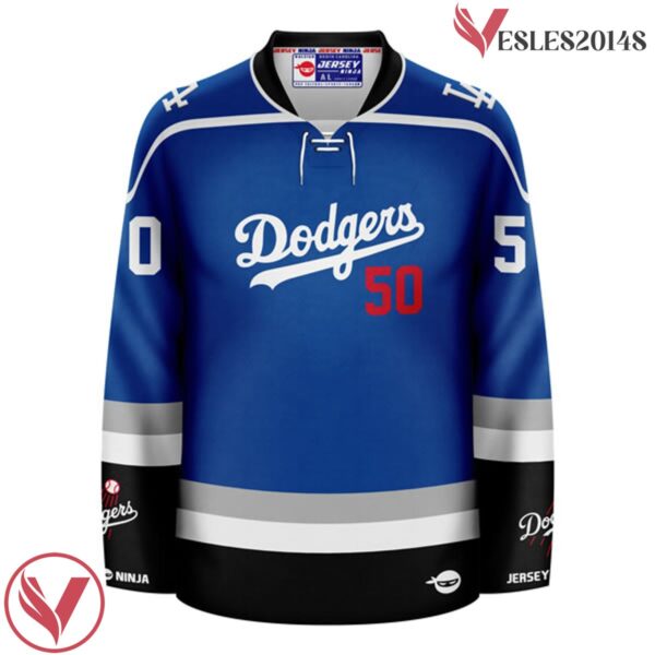 Los Angeles Dodgers Blue Mookie Betts Crossover Hockey Jersey - Vesles2014S 2