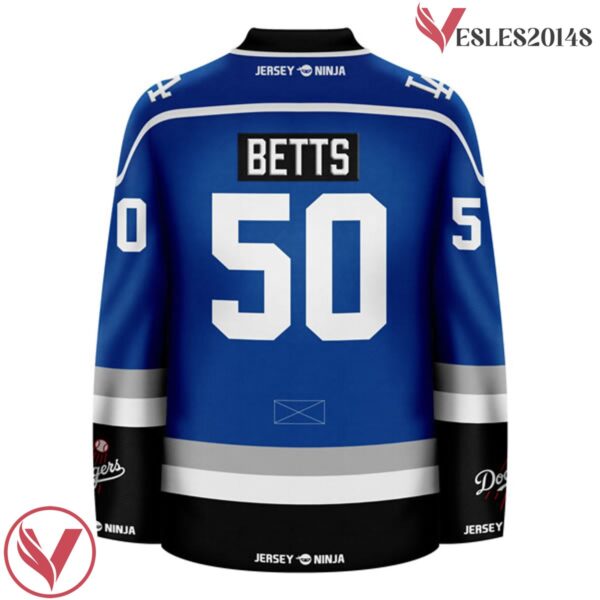Los Angeles Dodgers Blue Mookie Betts Crossover Hockey Jersey - Vesles2014S 3