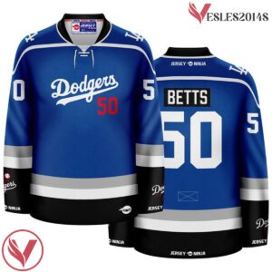 Los Angeles Dodgers Blue Mookie Betts Crossover Hockey Jersey - Vesles2014S