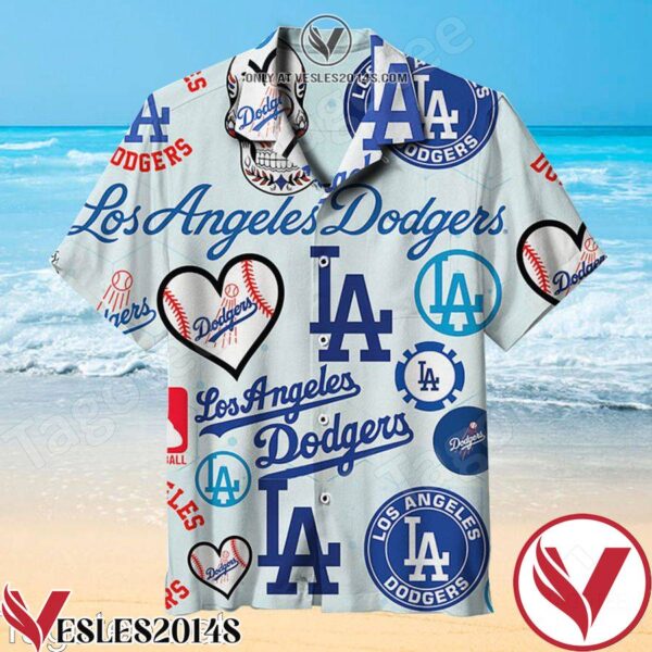 Los Angeles Dodgers Bluish White Hawaiian Shirt, Unique Gifts For Friends - Vesles2014S 1