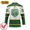 Los Angeles Kings St Patrick Day Custom Name Custom Number Hockey Jersey, Trending Gifts For Fans - Vesles2014s