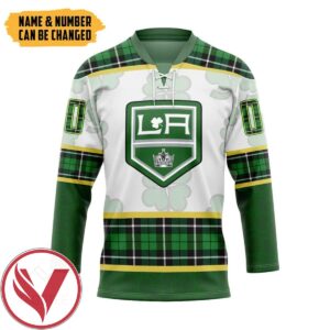 Los Angeles Kings St Patrick Day Custom Name Custom Number Hockey Jersey, Trending Gifts For Fans - Vesles2014s