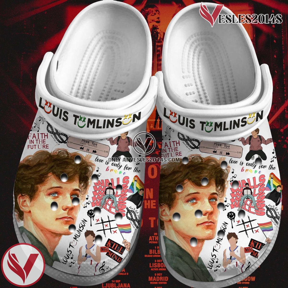 Louis Tomlinson Singer Music Crocs Crocband Clogs Shoes, Unique Gifts For Fans Style 4 - Vesles2014S