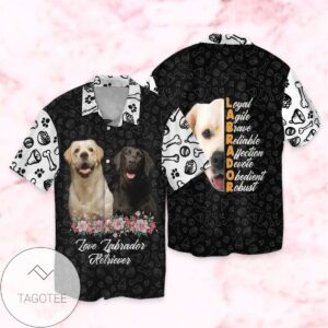 Love Labrador Retriever Loyal Agile Brave Reliable Affection Devote Obedient Robust Graphic Print Short Sleeve Hawaiian Casual Shirt Vesles2014S 1