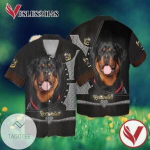 Love Rottweiler Dog Graphic Print Short Sleeve Hawaiian Casual Shirt Vesles2014S