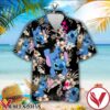 Lovely Stitch Disney Cartoon Graphics Hibicus Black Hawaiian Shirt And Short, Unique Gifts For Friends - Vesles2014S 1