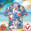 Lovely Stitch Disney Cartoon Graphics Red Hibicus White Hawaiian Shirt And Short, Unique Gifts For Friends - Vesles2014S 1