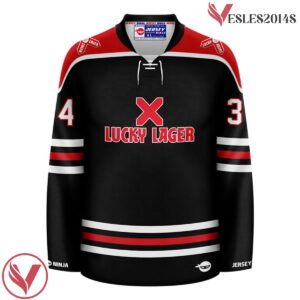 Lucky Lager Alternate Black Hockey Jersey - Vesles2014S 2