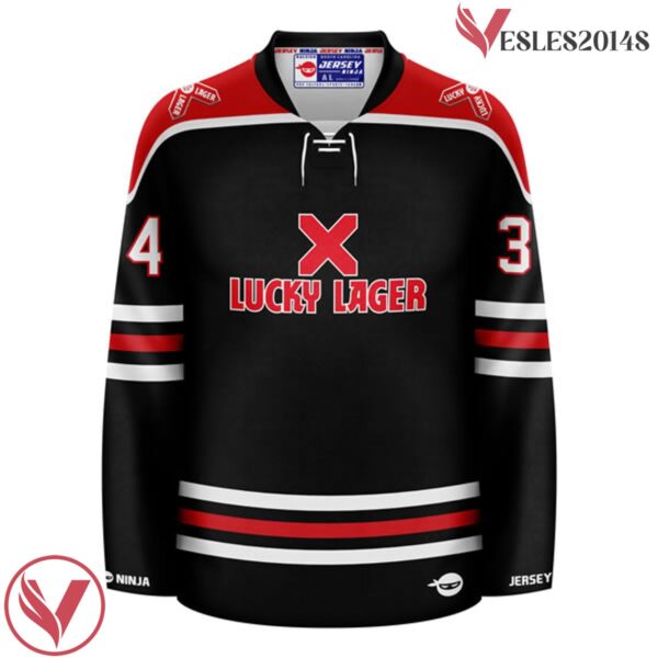 Lucky Lager Alternate Black Hockey Jersey - Vesles2014S 2