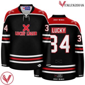 Lucky Lager Alternate Black Hockey Jersey - Vesles2014S