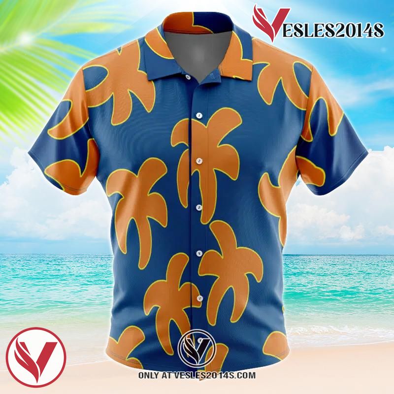 Luffy Film Gold One Piece Hawaiian Button Up Shirt, Perfect Gifts For Anime Lovers - Vesles2014S