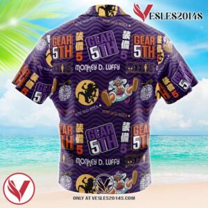 Luffy Gear 5 Sun God Nika V3 One Piece Hawaiian Button Up Shirt, Perfect Gifts For Anime Lovers - Vesles2014S 1