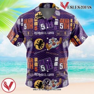 Luffy Gear 5 Sun God Nika V3  One Piece Hawaiian Button Up Shirt, Perfect Gifts For Anime Lovers - Vesles2014S