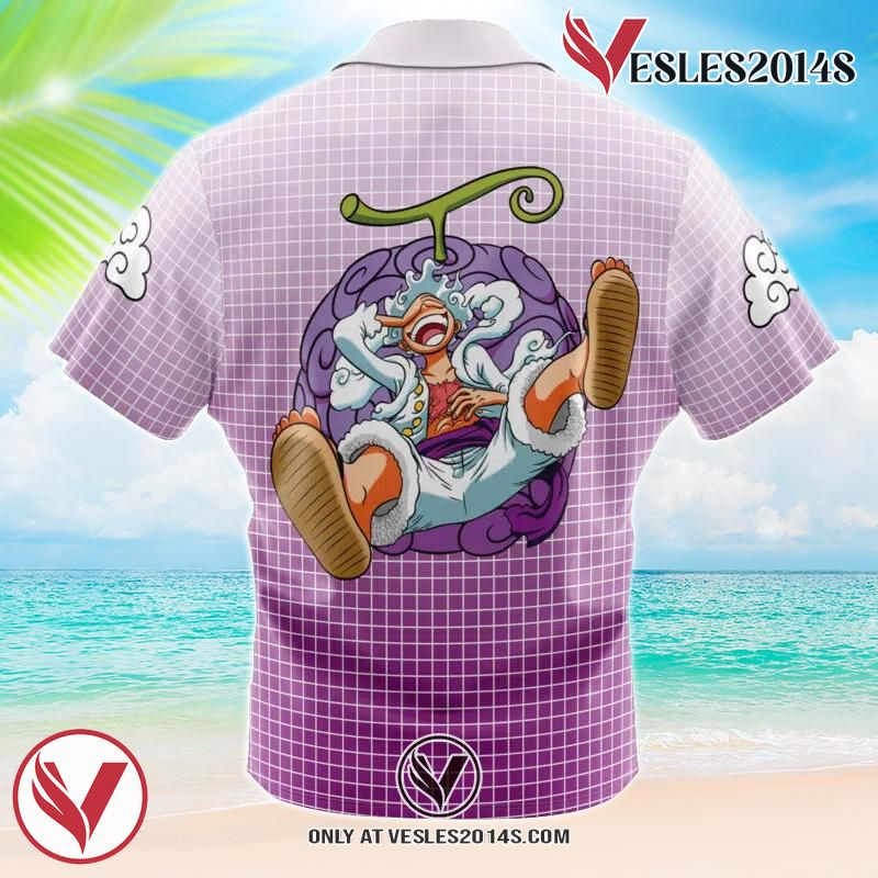 Luffy Gear 5th One Piece Hawaiian Button Up Shirt, Perfect Gifts For Anime Lovers - Vesles2014S