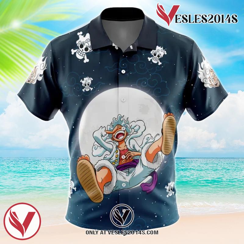 Luffy Gear5th One Piece Hawaiian Button Up Shirt, Perfect Gifts For Anime Lovers - Vesles2014S
