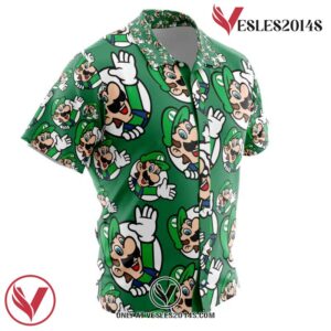 Luigi Mario Bros Hawaiian Button Up Shirt, Perfect Gifts For Anime Lovers - Vesles2014S 1