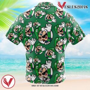 Luigi Mario Bros Hawaiian Button Up Shirt, Perfect Gifts For Anime Lovers - Vesles2014S 2