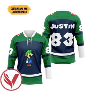 Luigi Sports Custom Name Custom Number Hockey Jersey, Trending Gifts For Fans - Vesles2014s 3