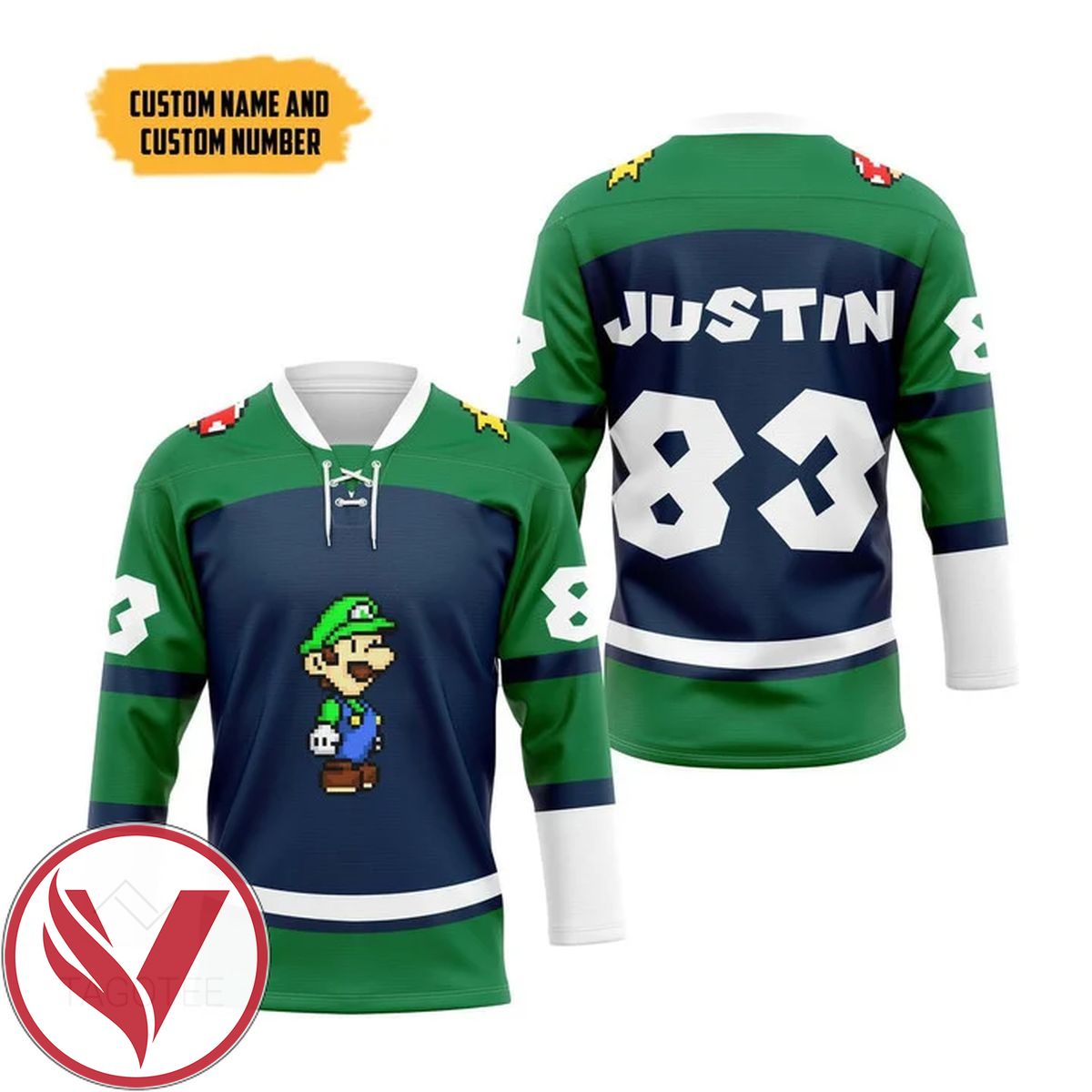 Luigi Sports Custom Name Custom Number Hockey Jersey, Trending Gifts For Fans - Vesles2014s 3