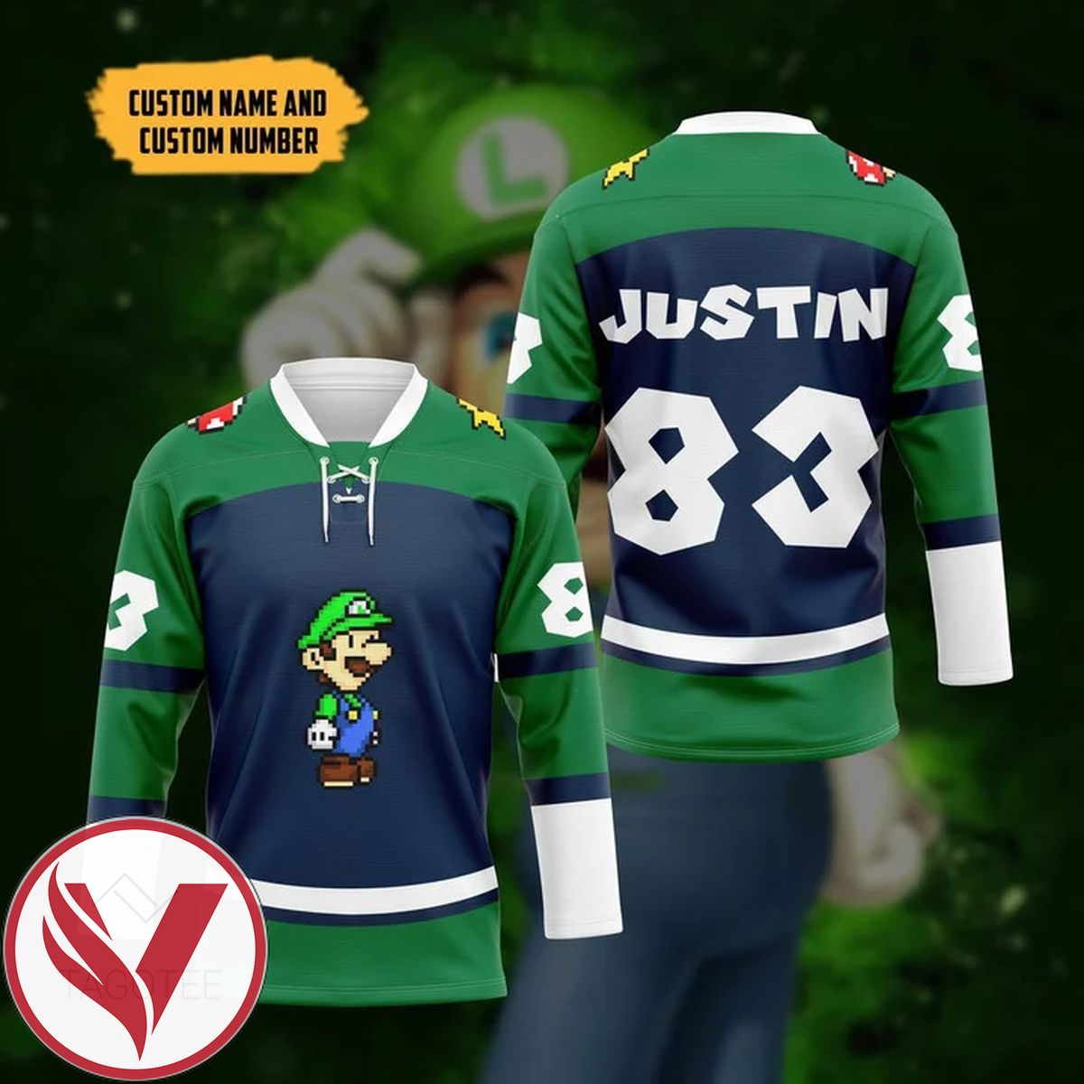 Luigi Sports Custom Name Custom Number Hockey Jersey, Trending Gifts For Fans - Vesles2014s