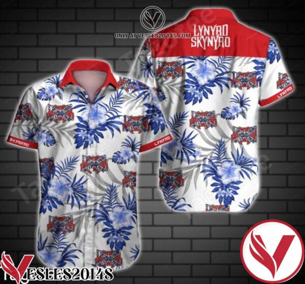 Lynyrd Skynyrd Blue Tropical Floral White Hawaiian Shirt, Unique Gifts For Friends - Vesles2014S 1