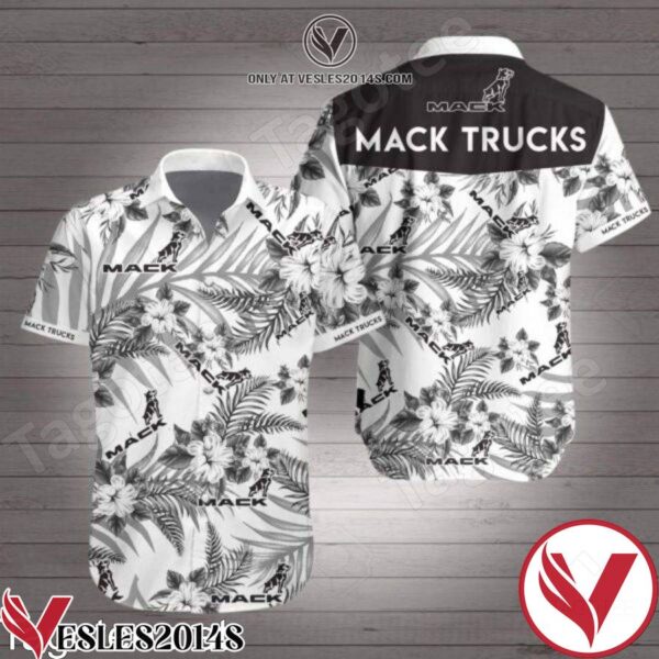 Mack Trucks Black Tropical Floral White Hawaiian Shirt, Unique Gifts For Friends - Vesles2014S 1