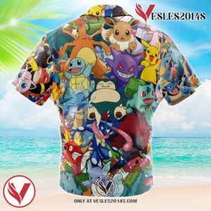 Magical Creatures Pokemon Hawaiian Button Up Shirt, Perfect Gifts For Anime Lovers - Vesles2014S 1