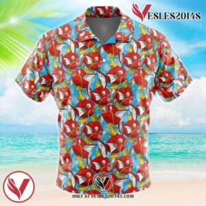 Magikarp Pokemon Hawaiian Button Up Shirt, Perfect Gifts For Anime Lovers - Vesles2014S