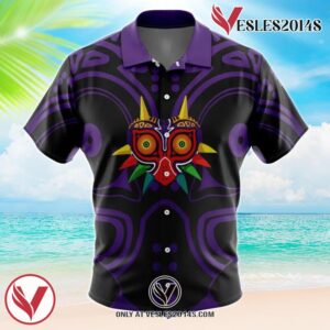Majora’s Mask Zelda Hawaiian Button Up Shirt, Perfect Gifts For Anime Lovers - Vesles2014S
