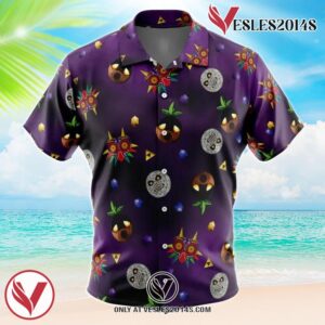 Majora’s Mask v2 Zelda Hawaiian Button Up Shirt, Perfect Gifts For Anime Lovers - Vesles2014S 1