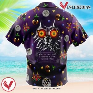 Majora’s Mask v2 Zelda Hawaiian Button Up Shirt, Perfect Gifts For Anime Lovers - Vesles2014S
