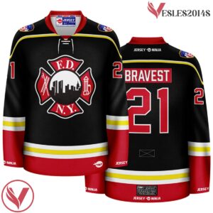 Maltese FDNY Cross Black Hockey Jersey - Vesles2014S
