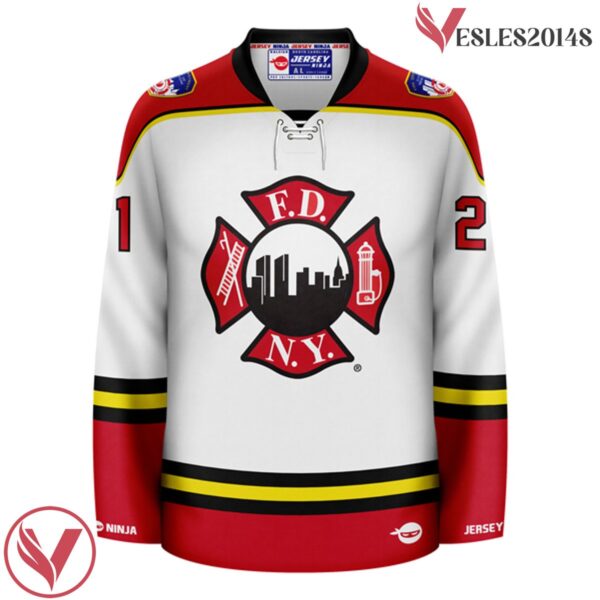 Maltese FDNY  Cross White Hockey Jersey - Vesles2014S 2
