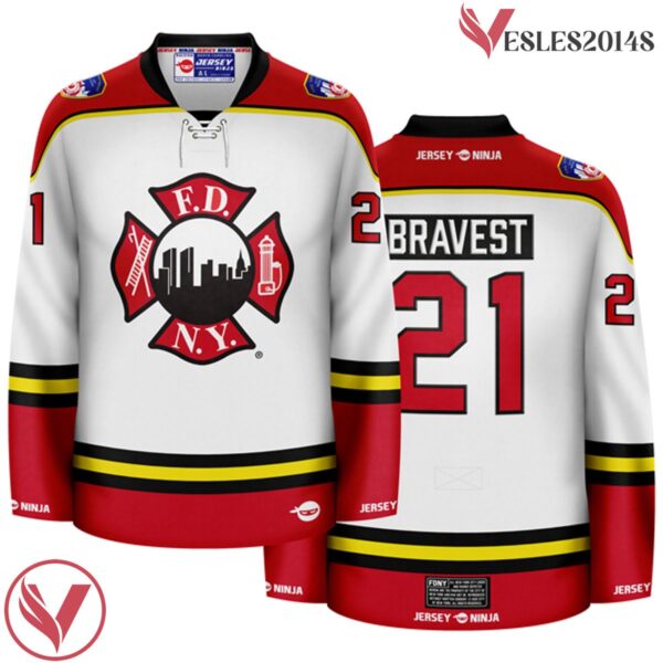 Maltese FDNY  Cross White Hockey Jersey - Vesles2014S
