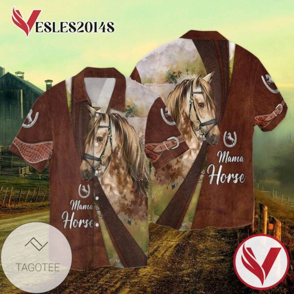 Mama Horse For Men And Women Graphic Print Short Sleeve Hawaiian Casual Shirt Vesles2014S
