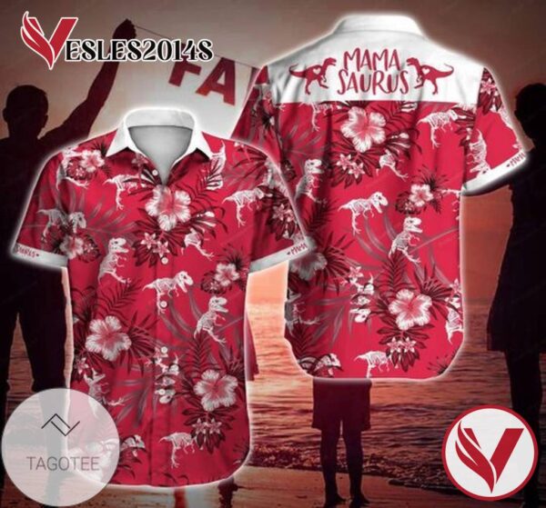 Mamasaurus Hawaiian Graphic Print Short Sleeve Hawaiian Casual Shirt Vesles2014S 1