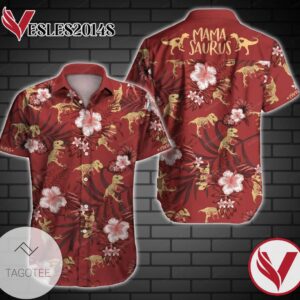 Mamasaurus Hawaiian II Graphic Print Short Sleeve Hawaiian Casual Shirt Vesles2014S 1