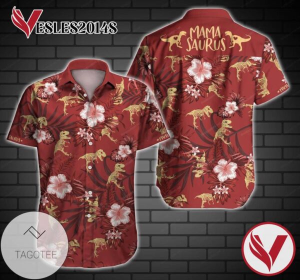 Mamasaurus Hawaiian II Graphic Print Short Sleeve Hawaiian Casual Shirt Vesles2014S 1