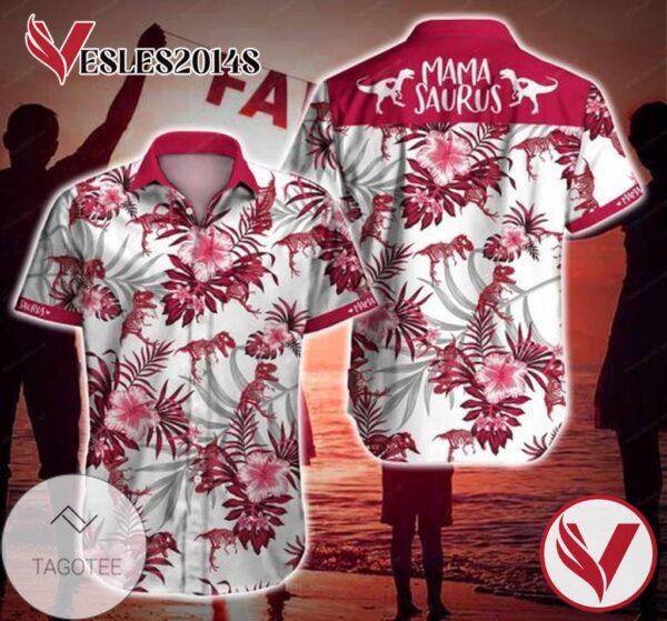 Mamasaurus Hawaiian III Graphic Print Short Sleeve Hawaiian Casual Shirt Vesles2014S